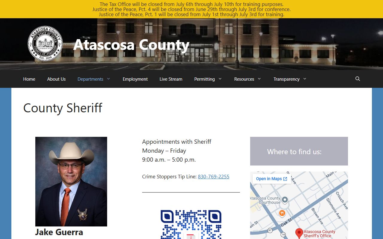 Atascosa County Jail inmate lookup Sheriff contact page
