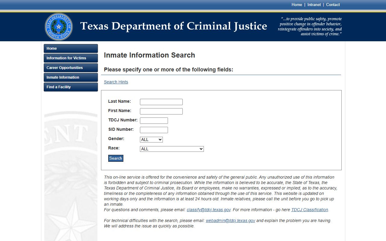 Atascosa County inmate search TDCJ sentenced prisoner locator